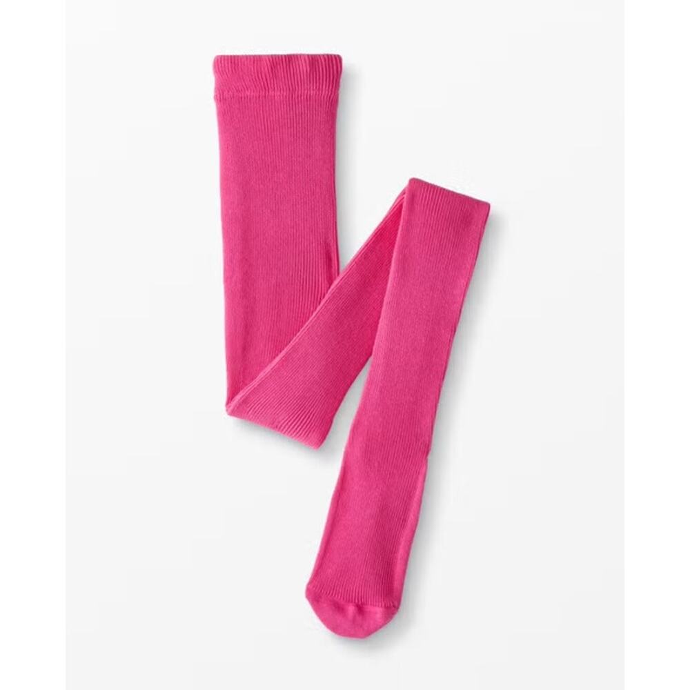 Hanna Andersson Bright Basics Power Pink Ribbed Footed Tights Size 110 (US 5)